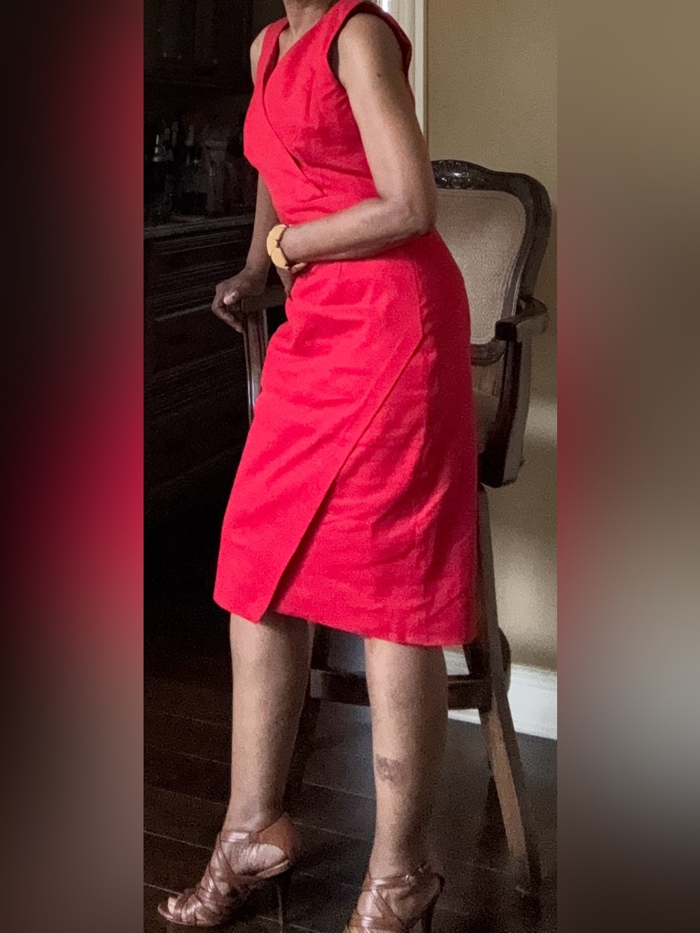 Banana Republic Red Pencil dress with Front Diagonal Slit